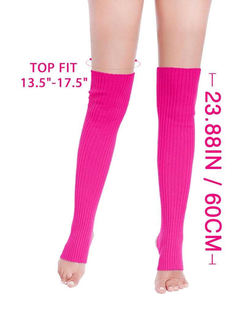 v28 Womenâ€™s Neon Knit Leg Warmer for 80s Party Dance Sports Yoga (61-Rose) - Image 3